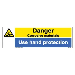 SUNSIGNS  Danger Corrosive, Use Hand Protection Signages Size 600x200 mm HP Print + Vinyl + Sun Board, SN0141-image-3