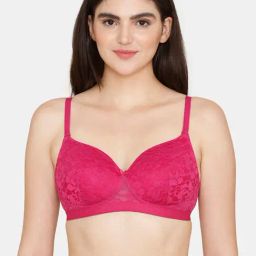 Zivame Fuchsia Lace Half Coverage T-Shirt Bra-image-2