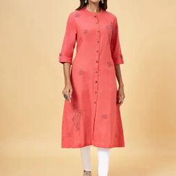 Rangmanch by Pantaloons Coral Cotton Embroidered Straight Kurta-image-56