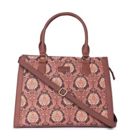 ZOUK Jodhpur Damask Classic Brown Printed Medium Handbag-86