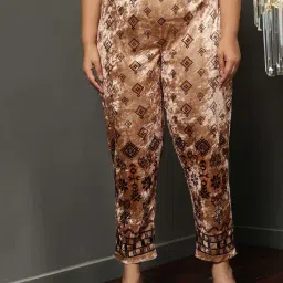 Amydus Beige Printed High Rise Pants-picture-22