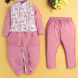 Jeetethnics Boys Animal Printed Regular Kurta with Dhoti Pants-1