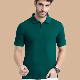 MIRAAN Men Polo Collar Applique T-shirt-image-90