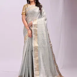 Astita Woven Design Zari Organza Saree With Blouse Piece-image-8