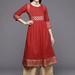 KSUT Maroon Cotton Printed A Line Kurta-picture-46