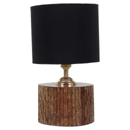 Tucasa SHS-71 Mango Wood Cotton B-22 Table Lamp 12.5 Inch (Brown and Black)-37
