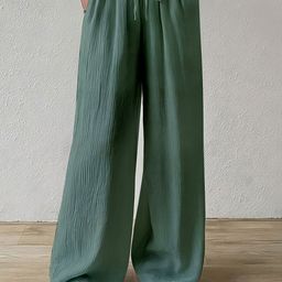 Visit Wear Women Loose Fit Wide Leg High-Rise Trousers-image-69