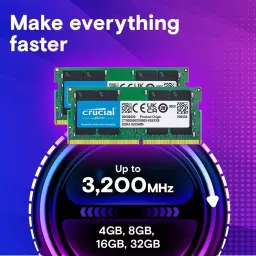 Crucial By Micron UDIMM RAM 16 GB DDR4 3200 MHz for Laptop & Desktop, CT16G4DFRA32A image 2