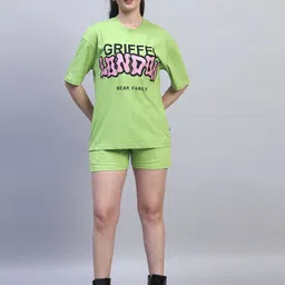 GRIFFEL Printed Oversized Breathable Pure Cotton T-shirts & Shorts Co-Ords-picture-19