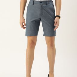 Peter England Men Blue Solid Slim Fit Regular Shorts-image-92