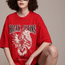 The Roadster Life Co. Printed Drop-Shoulder Sleeves Oversized Fit T-shirt-image-46