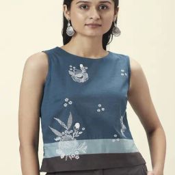 Akkriti by Pantaloons Teal Blue Embroidered Top-image-33