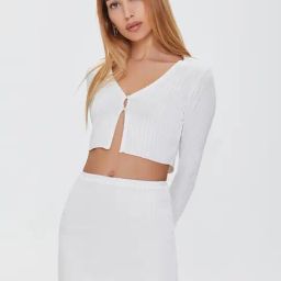 Forever 21 White Crop Top Mini Skirt Set-image-88