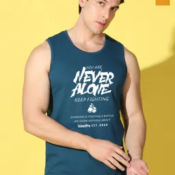 WOOSTRO Pack Of 2 Printed Combed Cotton Gym Vests VWS26(ALONE PEACOCK)(PLAIN MUSTARD)-image-64