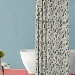 ArtzFolio Beige & Blue Printed Waterproof Shower Curtains-image-97