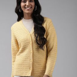The Roadster Lifestyle Co Open Knit V-Neck Wool Cardigan Sweater-image-14