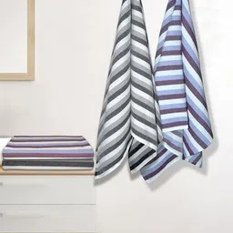 Myntra Elegant Homes White & Grey 4 Striped Cotton 150 GSM Bath Towel-image-64