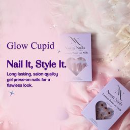 GLOW CUPID Set Of 25 Glossy Finish Reusable Press On Nails - Frosty-Fantasy image 5