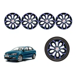 Auto Pearl VioDC06_R Press Type Car Wheel Cover with Retention Ring 355.6 mm(14 Inch) Glossy Purple, Black for Volkswagen Ameo 1.0 MPI Comfortline Petrol (Set of 4)-46