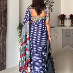 Mitera Polka Dot Block Print Saree image 4