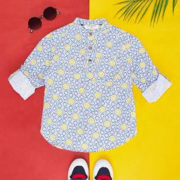 Pantaloons Junior Boys Blue Cotton Printed Full Sleeves Shirt-image-122