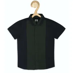 Peter England Kids Navy & Black Cotton Color Block Shirt-image-38