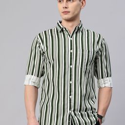 Majestic Man Comfort Slim Fit Vertical Striped Pure Cotton Casual Shirt-image-94