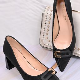 Ronnie Grey PU Block Pumps-16