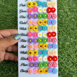 Balasundri Women Set Of 36 Plastic Cute Daisy Flower Earrings-picture-15