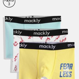 Mackly Pack Of 3 Text & Dinosaurs Printed Boxers For Boys - Light Blue White & Yellow-image-16