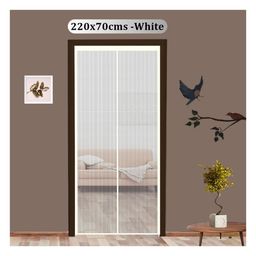 Classic Mosquito Net Fiberglass Magnetic Screen for All Door Types with Self Adhesive Hook Tape 220 x 70 cm - White-26