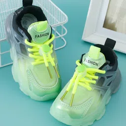 Babyoye Sports Shoes with Lace Tie Up Closure - Black & Green-picture-15