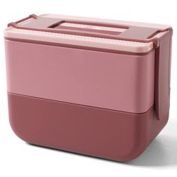 SANJARY 2 Layer Rectangular Plastic Lunch Box - Pink-18