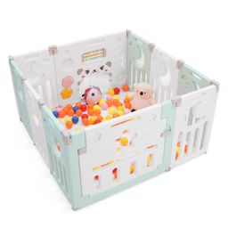 Playard Playpen with Smart Folding Baby Activity Safety Lock - Blue & Pink-16