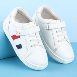 Babyoye Casual Shoes with Velcro Closure & Side Strip- White-image-57