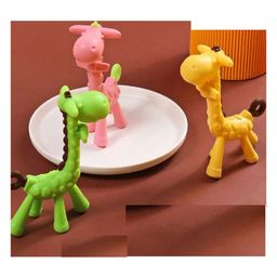 Kritiu Baby Giraffe Shape Silicone Teether Pack Of 3 - Multicolor-11