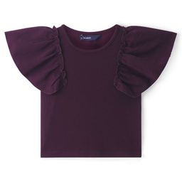 Pine Kids Cotton Knit Frill Sleeves  Solid Frock - Wine-picture-12