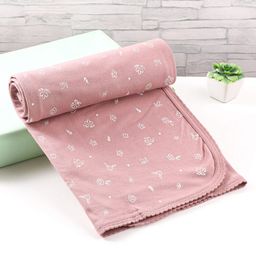 Zero Interlock Knit Towel & Wrappers With Floral Print L 83 x B 83 cm - Rose Gold-image-68