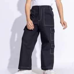 Taffykids Thread Work Detailed Cargo Pants - Black-image-67