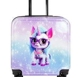 Storite 20 Inches Kids Trolley Bag Hard-Sided Polycarbonate Cute Kitty Print Spinner Suitcase Cabin Luggage for Kids - Rainbow-image-69