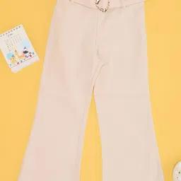Pantaloons Junior Cotton Solid Trousers With Belt - Cream-picture-26