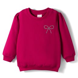 Babyhug Cotton Knit Full Sleeves Sweatshirt With Rhinestone Detailing - Red-picture-29