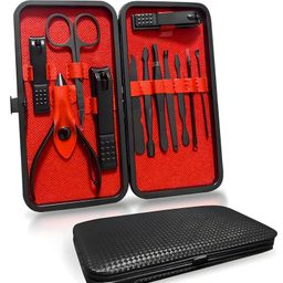 COZY VIBES 12 in 1 Manicure Pedicure Set, Professional Stainless Steel Grooming Tool Kit with Portable Travel Case - Pack of 1 - Color May Vary-picture-34