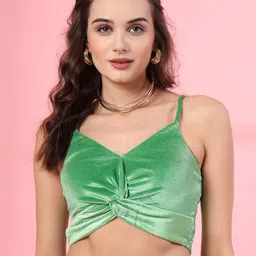 STYLECAST X KASSUALLY Twisted Velvet Blouson Crop Top-picture-7
