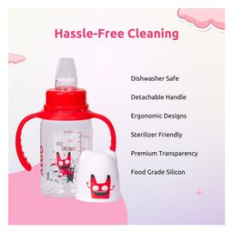 Adore ALGO Jr. Baby Silicon Soft Spout Sipper with Twin Handle- 125ml - Family Theme Red image 2