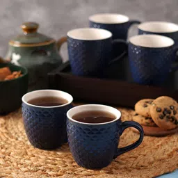 Aura Blue Textured Ceramic Glossy Cups Set of Cups and Mugs-image-19