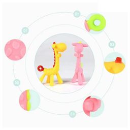 Numum BPA Free Flexible - Soft Silicone Giraffe Shape Teether- Multicolor ( color and design may vary) image 3
