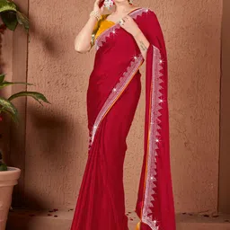 PAYAL CREATION Floral Pure Georgette Maheshwari Saree-image-98