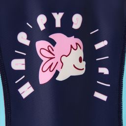Mark & Mia Half Raglan Sleeves Printed Legged Swimsuit With Color Block Design - Navy Blue image 5