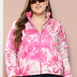 Sztori Plus Size Printed Padded Jacket-47